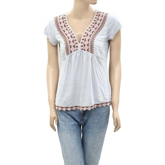 Odd Molly Anthropologie Get-A-Way Blouse Top Cotton Short Sleeve S New